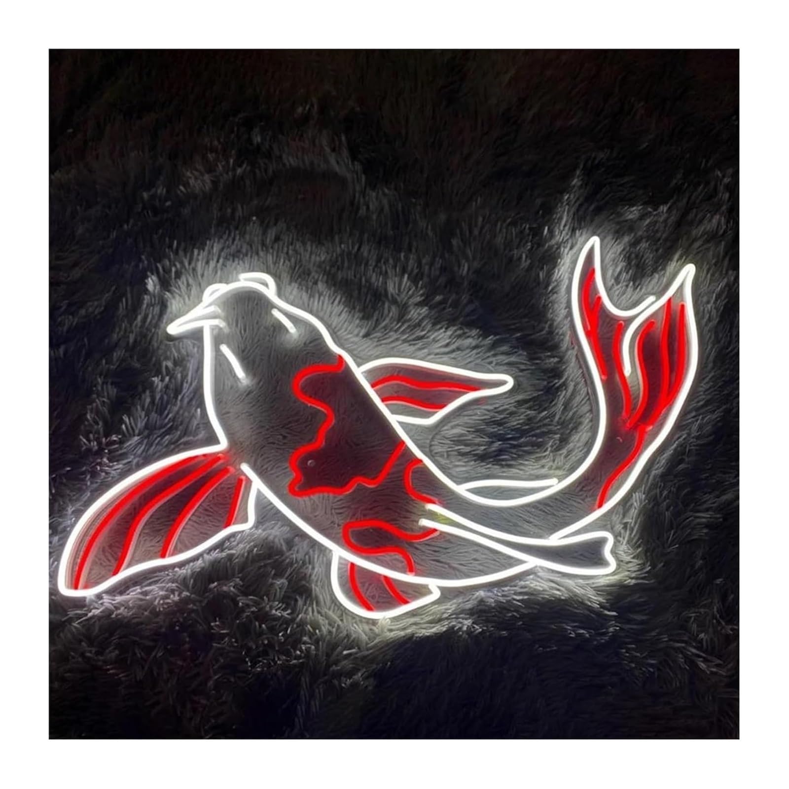 Insegna luminosa al neon con pesce koi dall'atmosfera rilassante, decorazione da parete per sala giochi, bar 60 cm(A)