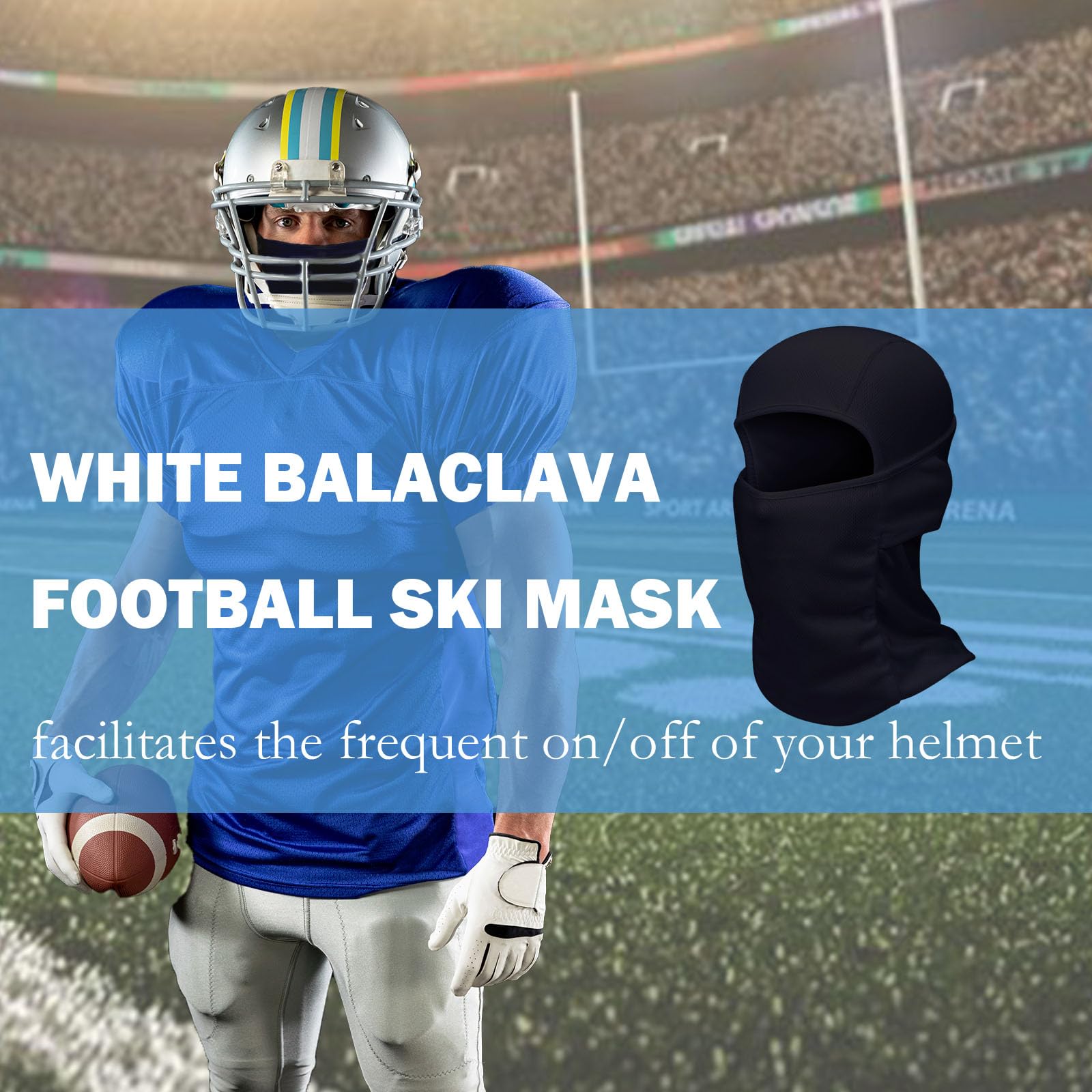 LUHOHI 2PCS Football Ski Mask?Baklava Shisty Full Face Masks for Men Women Helmets Motorcycle Snowmobile Sports Balaclava Ninja Pooh Shiesty Skiing Mask Head Cover,Lightweight and Breathable,Black