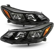 AKKON - Fits 2016 2017 2018 2019 Chevy Cruze Sedan [Halogen Type] w/o LED Lamp Black Headlights Pair Left Driver + Right Passenger