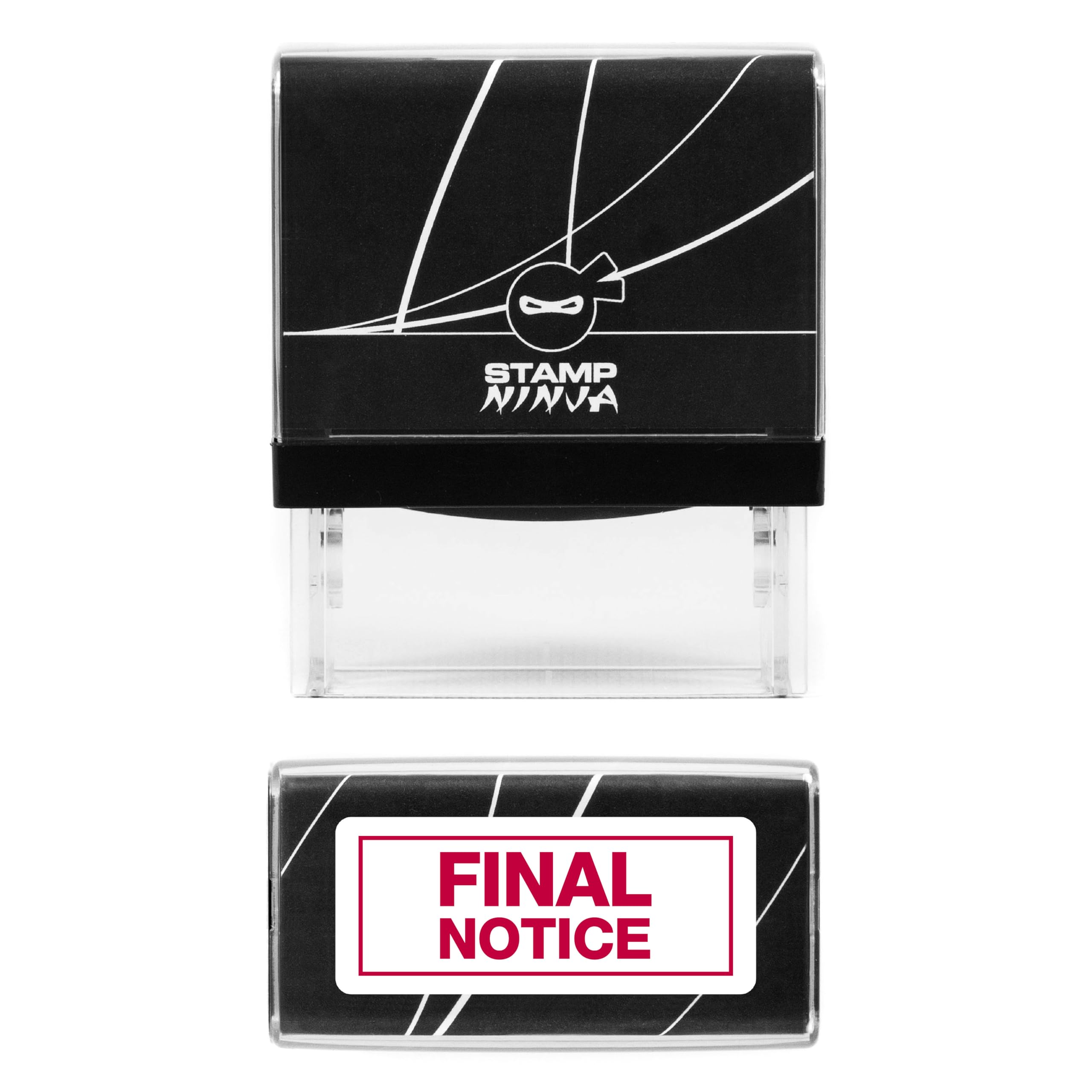 Stamp Ninja 45Mm X 18Mm Accounts Self Inking Rubber Stamp Red Ink - Overdue - Final Notice - On Stop - Please Remit Etc - Red Ink (Final Notice - With Border)