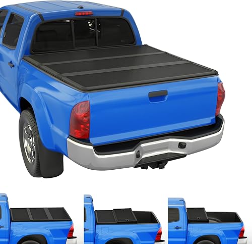 JDMSPEED Cubierta rígida de tres pliegues para caja de camioneta compatible con Toyota Tacoma 2005-2015 cubierta tonneau de 5 pies accesorios con