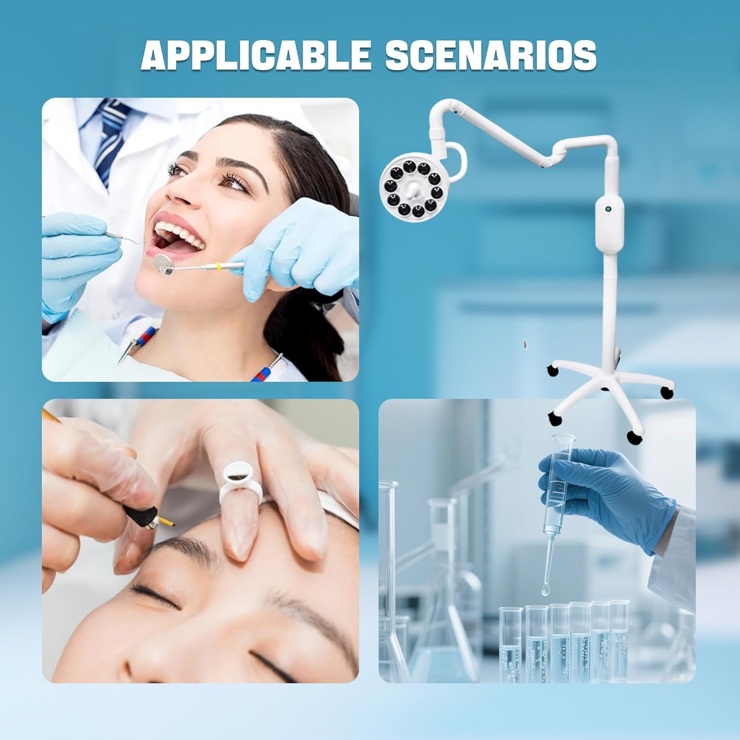 Lampada Chirurgica a LED Per Visite Mediche, Lampada Mobile Da 30 W Per Visite Mediche, Illuminazione Da 60.000 Lx, Temperatura Di Colore Regolabile Da 5000 a 6000 K, Rotazione a 360°, Per Ambulatori