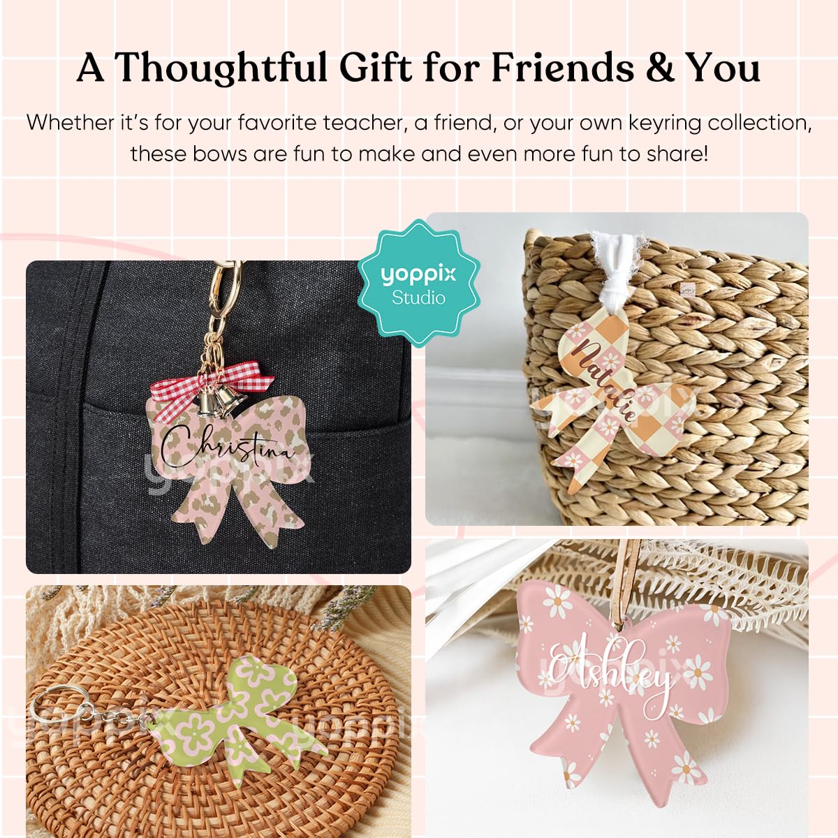 20-Pack Sublimation Bow Blanks - Acrylic Keychain Blanks For Heat Transfer, DIY Luggage Tags & Crafts