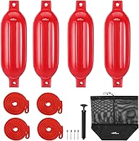 Vista 17 de Affordura Paquete de 4 Defensas de Barco Parachoques Defensas con 4 Cuerdas, Parachoques de Barco para Defensas de Barco Pontón Inflables