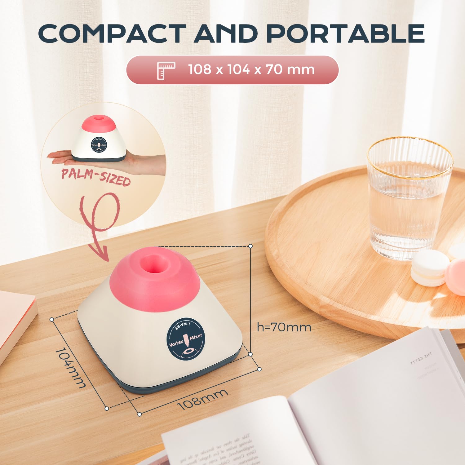 Bonvoisin Mini Vortex Batidora 3500 rpm, Tap to Activate, 50 ml, mezcla rápida, para soluciones de laboratorio, pinturas acrílicas, pegamento para pestañas, geles y esmaltes de uñas