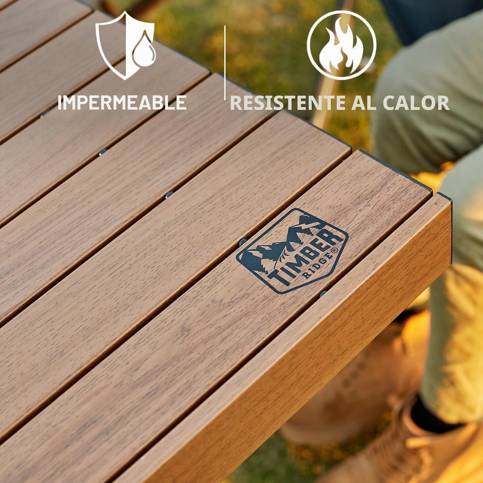 TIMBER RIDGE Mesa de Camping Plegable XXL 125 X 80 cm Altura Ajustable Mesa Plegable Multifuncional Portátil para Jardín Mesa Grande para 6 Personas Ideal para Exteriores, Picnic y Cocina