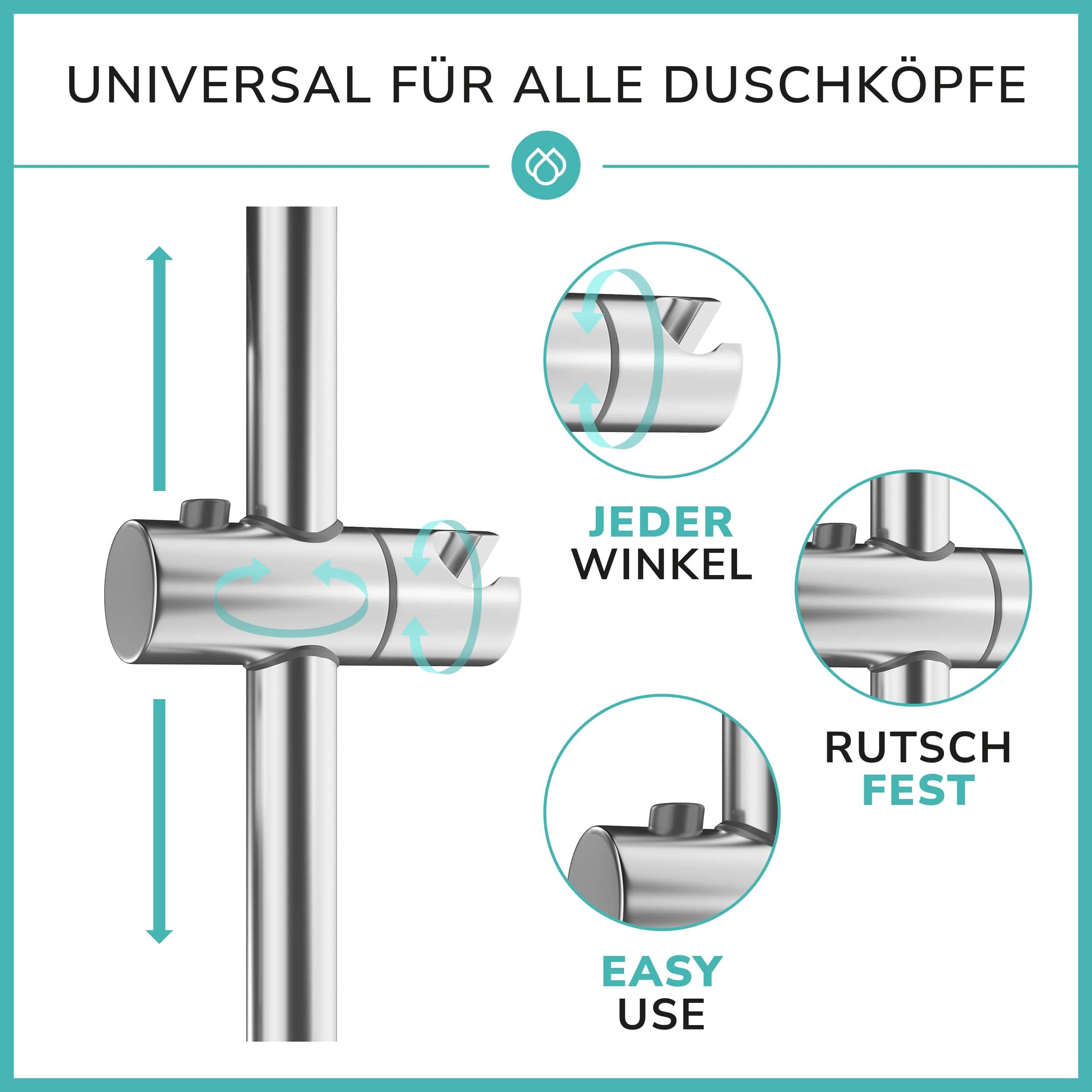 Duschstange aus Edelstahl 66 cm rostfrei - Flexible Brausestange