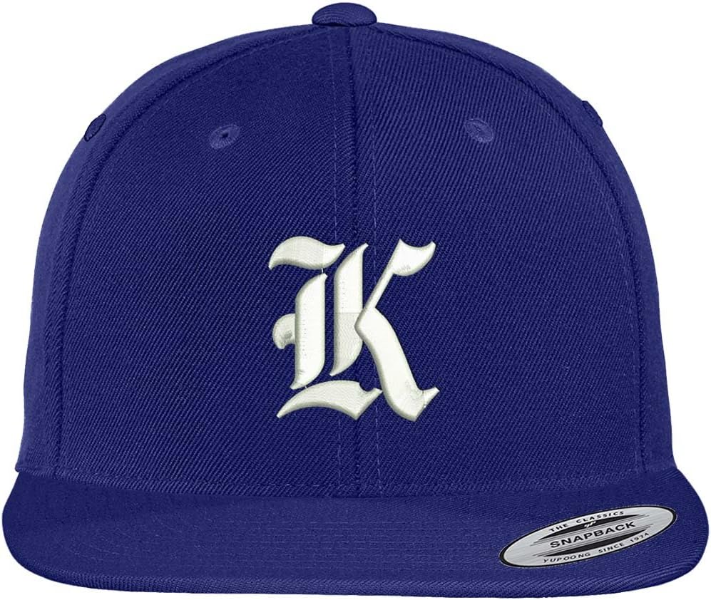 Trendy Apparel Shop Old English K Embroidered Flat Bill Snapback Cap