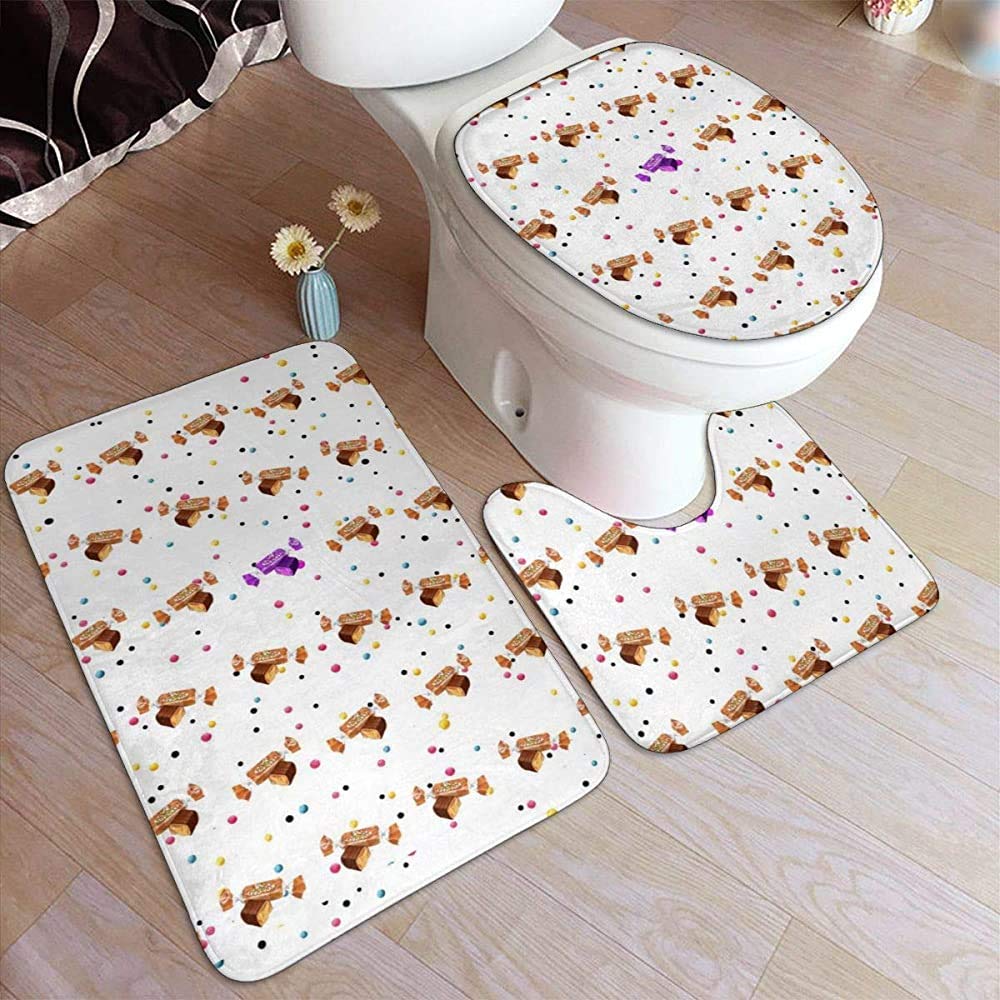 Balance-Life Bonbone Love Bathroom Rug Mats Set 3 Piece Fashion Anti-Skid Pads Bath Mat + Contour + Toilet Lid Cover