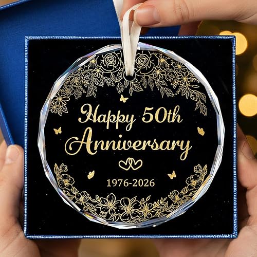 Miniatura 3 de Regalos de Navidad 50 aniversario de boda 2025 – Adorno de feliz 50 aniversario para pareja – 50 años como señor señora para abuela, abuelo, esposa,