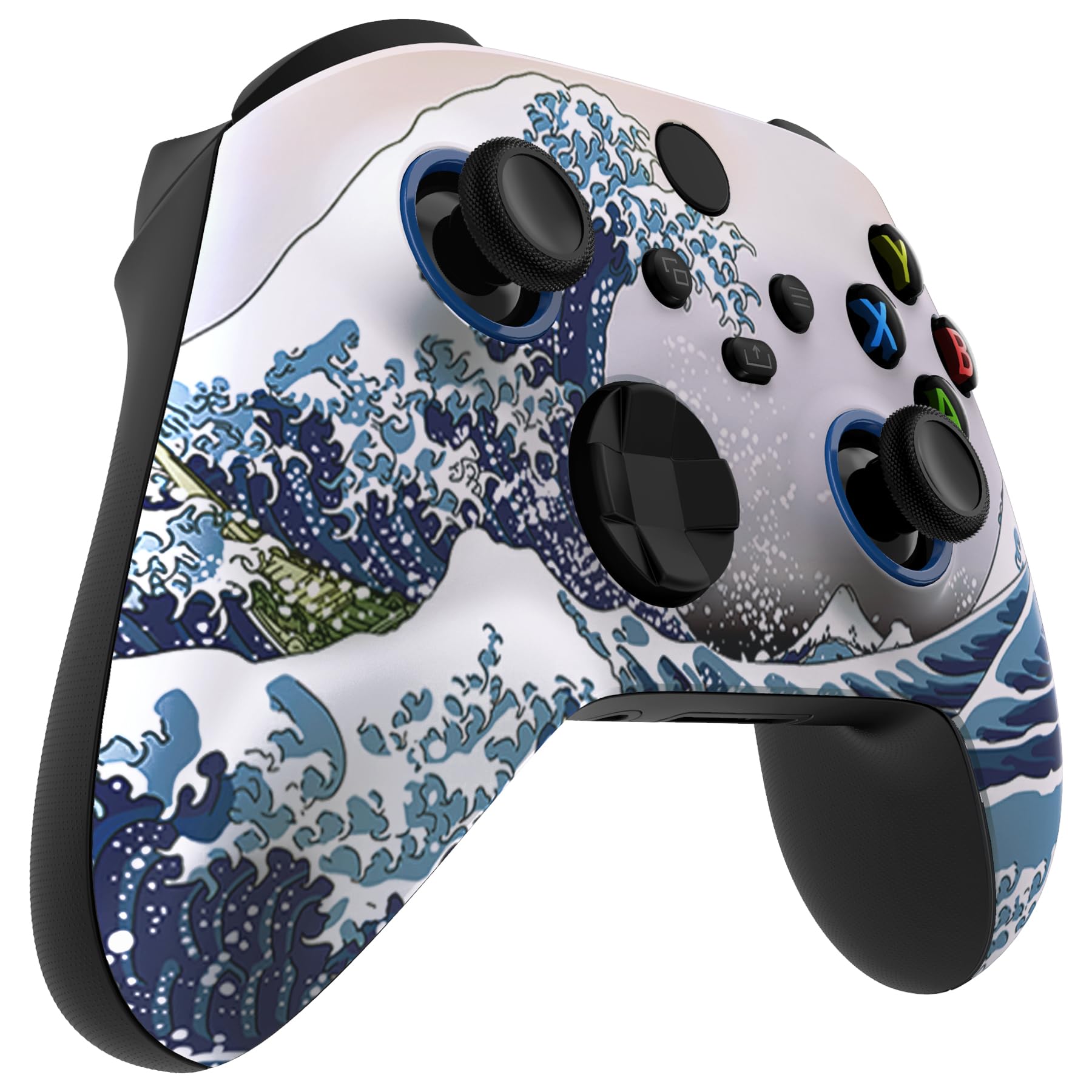 eXtremeRate Cover per Xbox Series X S Joystick,Custodia Copertura Scocca Frontale Anelli Accessori Ricambio per Xbox Core Controller Model 1914,ASR Versione-Grande Onda