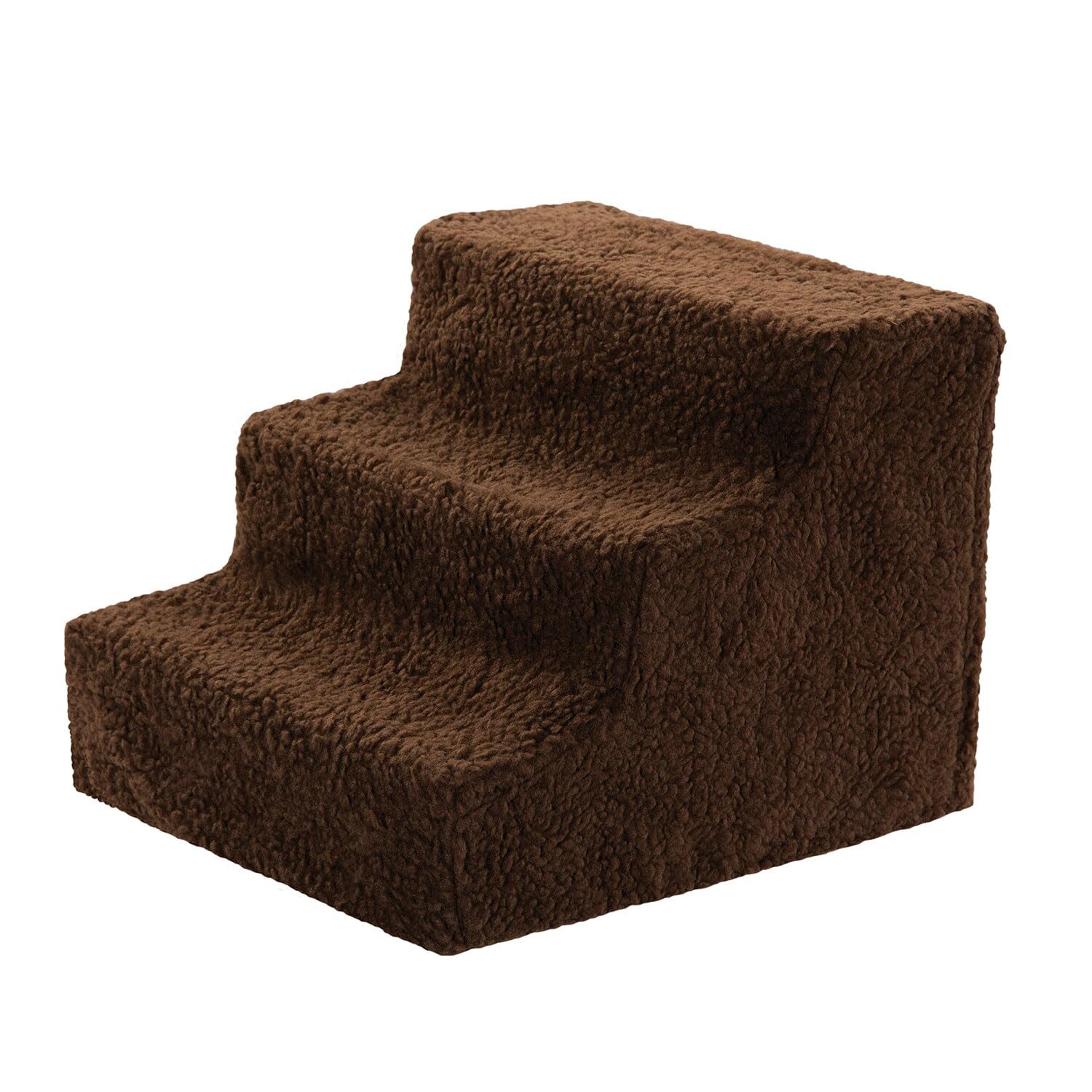 etna 3 step dog stairs - indoor/outdoor dog ramp pet step, removable brown cover, small dog steps hold up to 40 pounds