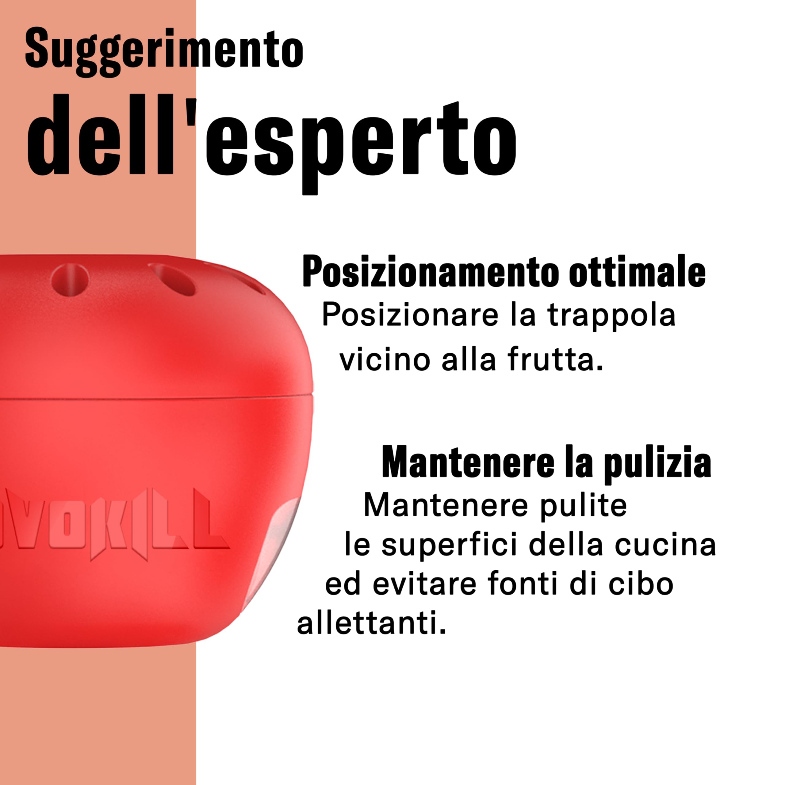 Novokill Trappola Moscerini Frutta – 4x Trappole + 100ml Esca – Trappola moscerini frutta per cucina – Anti mosche per casa – Trappola mosche interno – Riutilizzabile e ad alta efficacia
