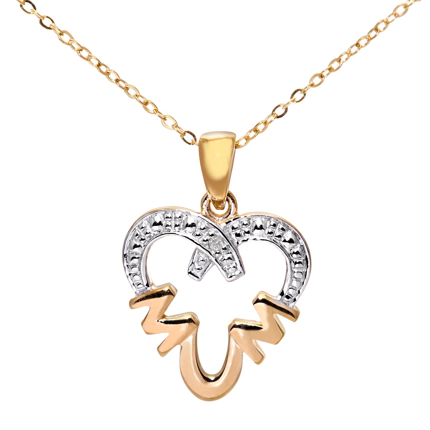 Collar De Oro Amarillo 9K Con Diamante Naava Para Mujer - Joyería De Calidad Con Certificado De Autenticidad