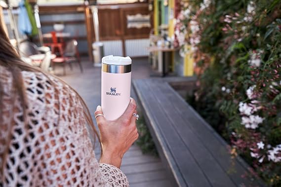 Stanley AeroLight Transit Bottle 16 oz | Locking Drink Through Lid | Leak Resistant Water Bottle or Coffee Travel Mug | Lightweight Insulated Stainless Steel | BPA-Free | Rose Quartz
