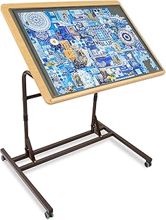 Jigsaw Puzzle Tables for Adults,Wooden Puzzle Table with Legs,Angle Height Adjustable Puzzle Table with Roller Wheel,Portable Puzzle Table fit 500-2000 Pieces (Puzzle Board not Included)