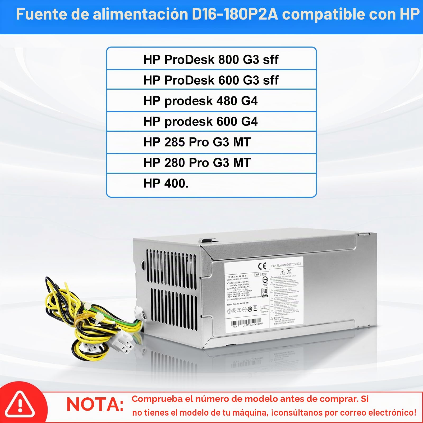 S-Union D16-18P2A Fuente de alimentación de 18 W Compatible con HP Prodesk 68 8 G3 SFF 48 6 G4 SFF 28 285 Pro G3 MT P/N: L8261-2 91771-4 91771-3 91763-1 91762-2 91763-2 Energía Suministrar