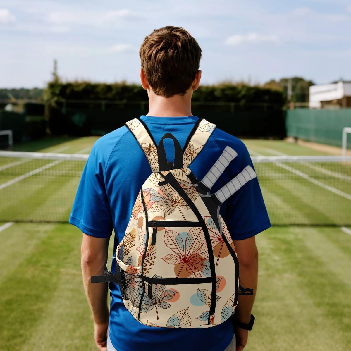 Pickleball Bag Fall Maple Leaves Pickle Ball Backpack for Women Men Premium Lightweight Crossbody Sling Bag Sports Backpack for Pickleball Paddle Tennis