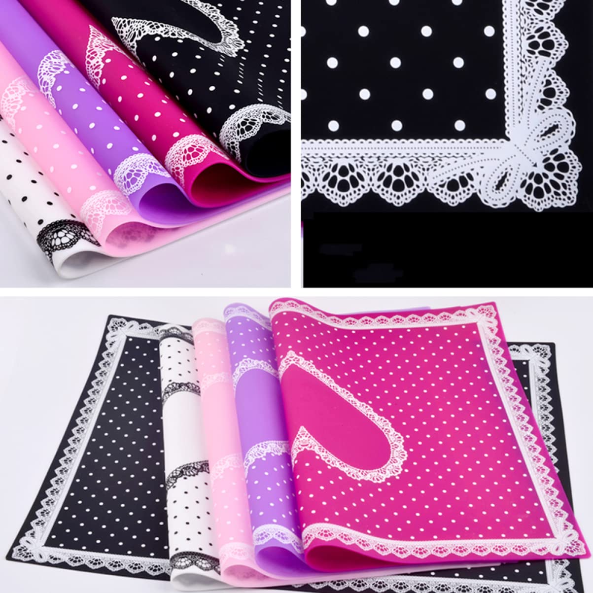 FRCOLOR 3pezzi Cuscino Silicone Per Manicure Tappetino Portatile e Lavabile Per Unghie Strumento Professionale Per Estetiste Art Rosa
