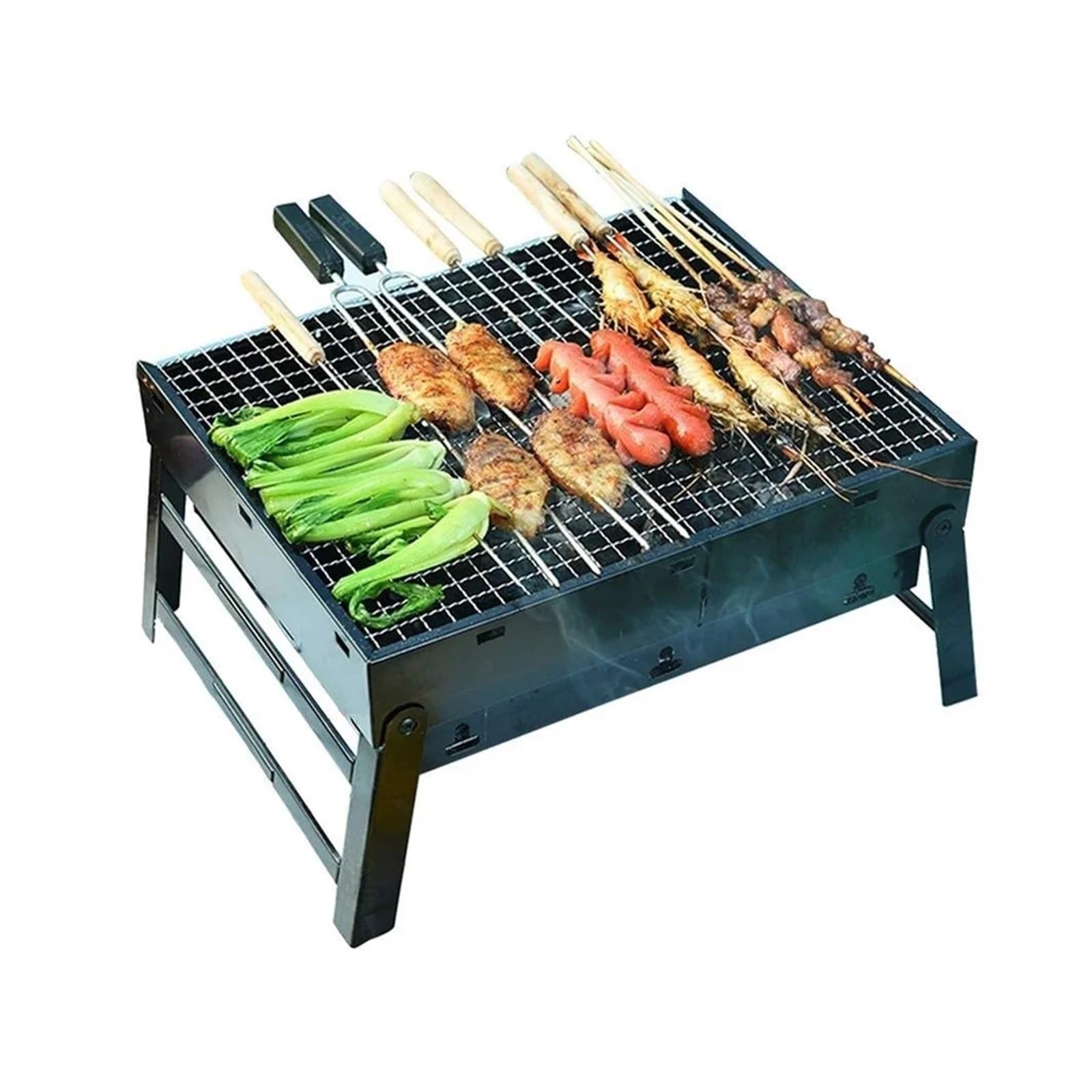 Barbecue Grill 1Set Barbecue Charcoal Stove Portable Foldable Steel BBQ Grills for Outdoor Grilling Cooking Camping Hiking Picnics