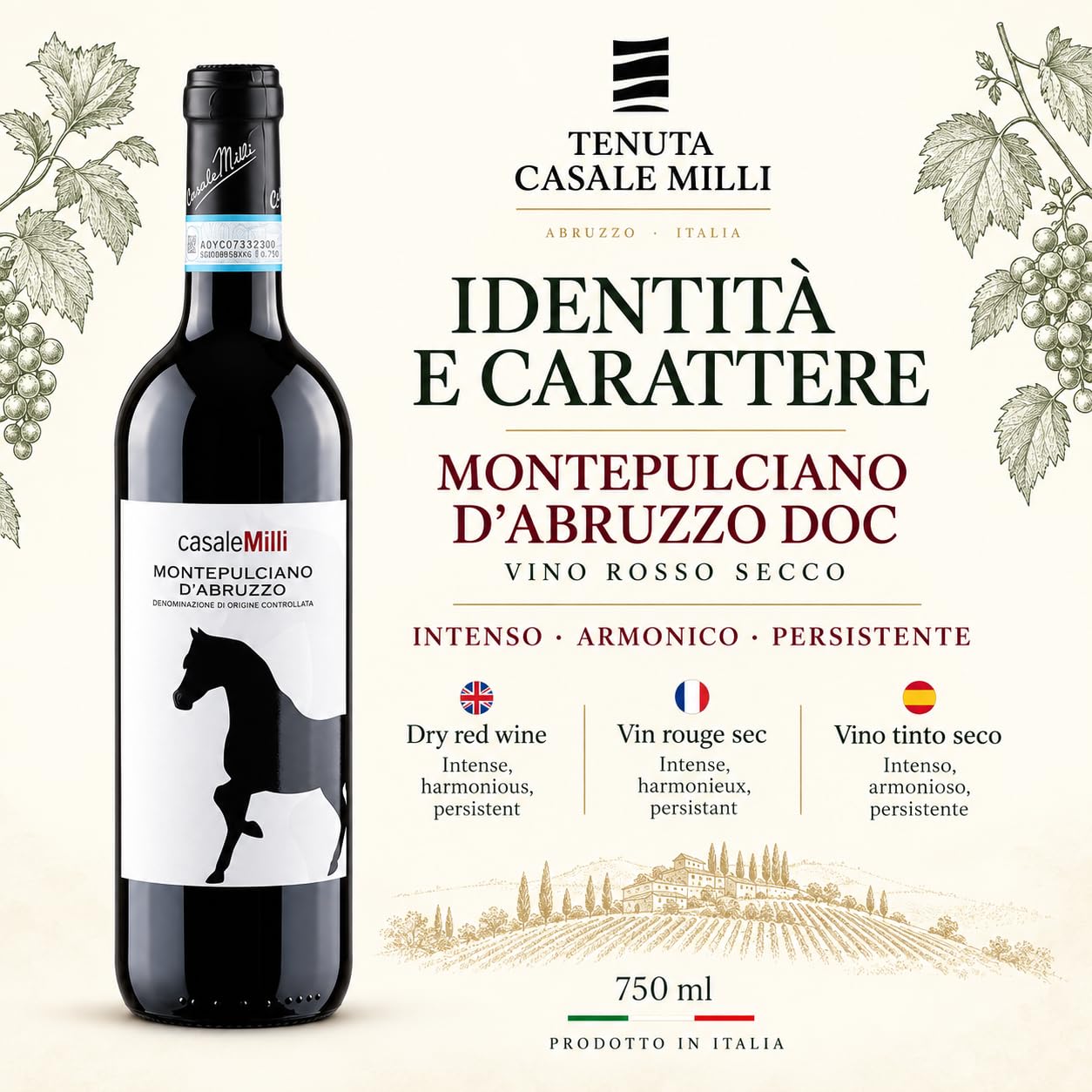 Tenuta Casale Milli Montepulciano d’Abruzzo DOC Natura, 6 bottiglie