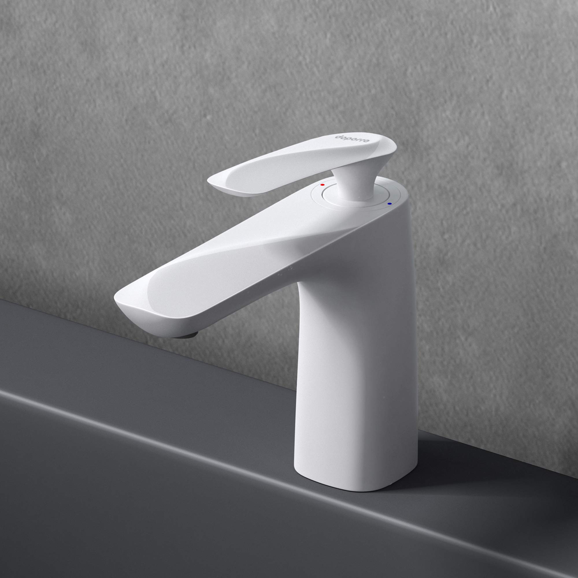 doporro Armatur Wasserhahn Bad Waschtischarmatur Weiß 16,5 cm hoch | Design Waschtischarmatur für Waschbecken | Waschbeckenarmatur Bad WAM-7201