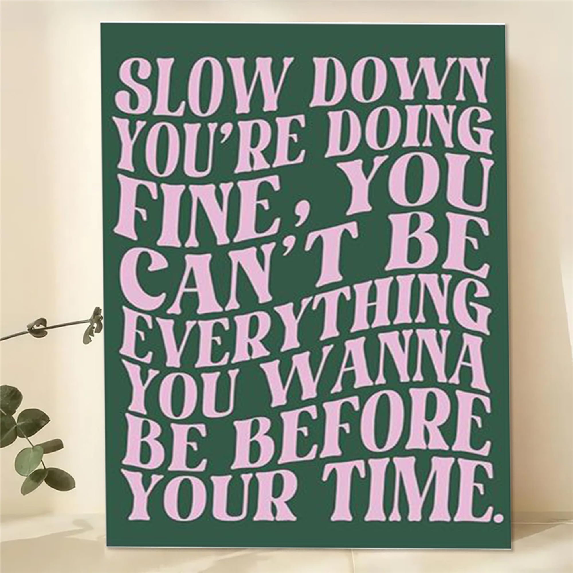 DWUENT Pink Wall Art, Room Decor Bedroom Decor, Aesthetic Preppy Posters for Girly College Apartment (30x20cm) (Green-pink)
