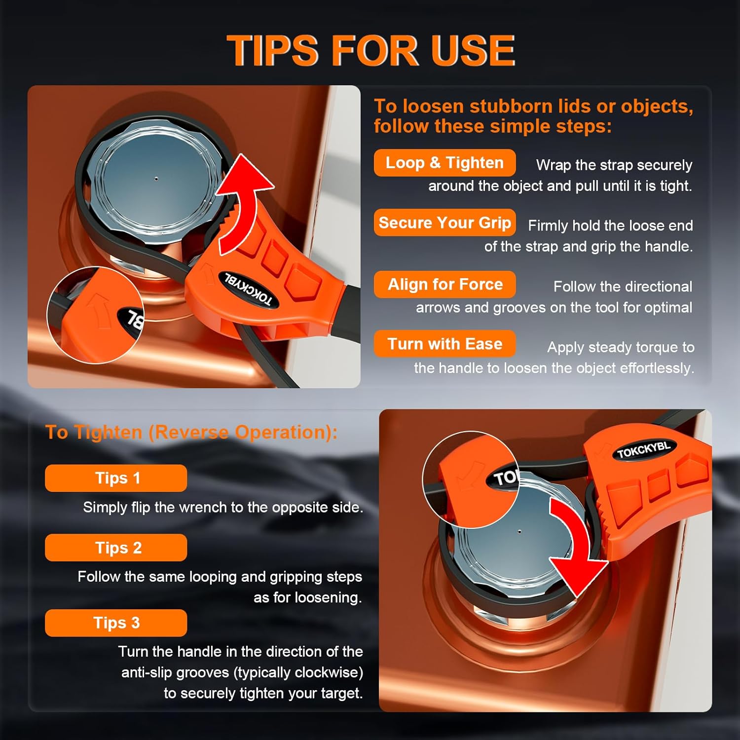 2-Piece Heavy-Duty Strap Wrench Set Upgrade – Adjustable Oil Filter Wrench, Reinforced Rubber - Jar Opener, Plumbing Tool for Shower Heads, Water Filters, Pipes (4" to 6" Diameter)