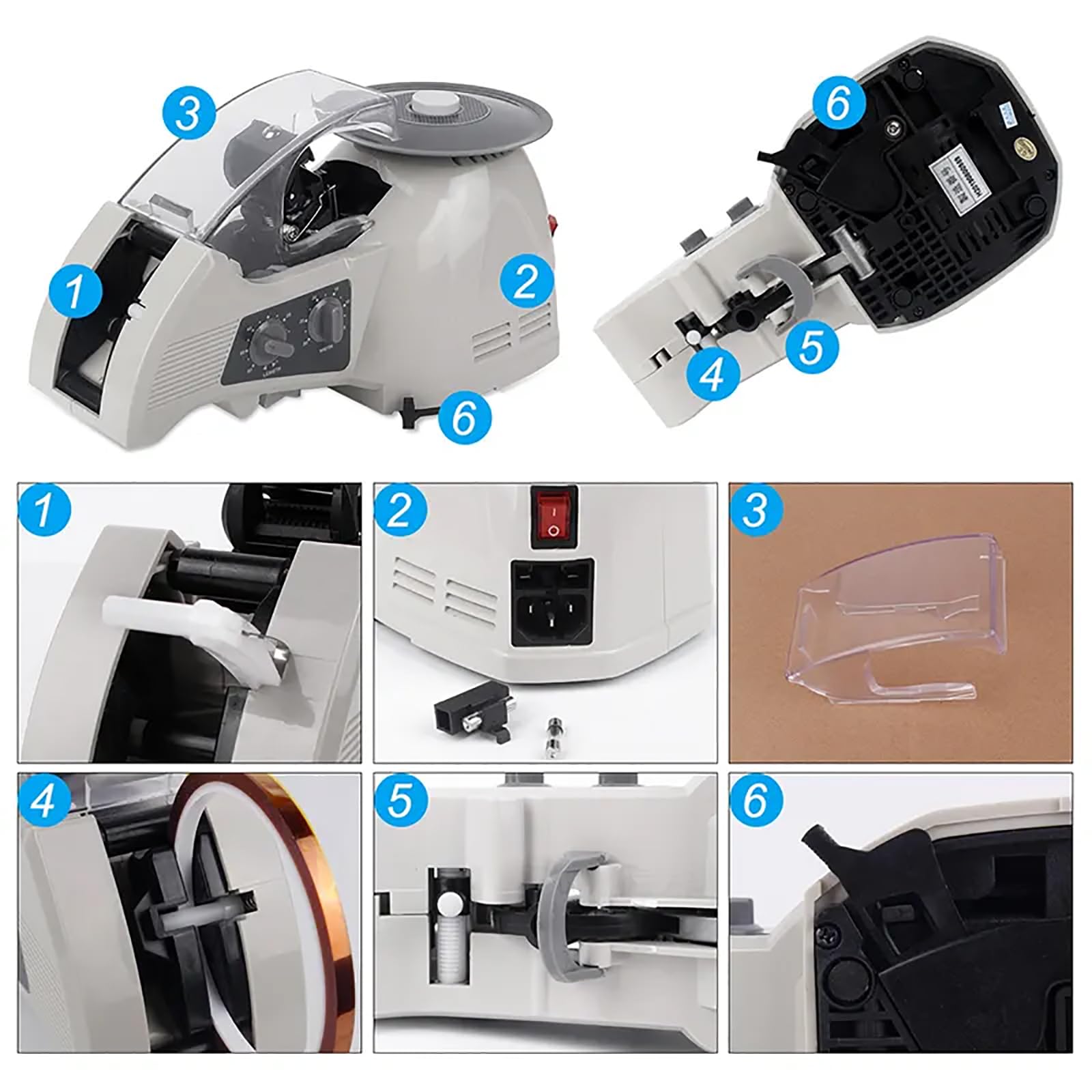 Distributeur automatique de ruban adhésif avec couvercle sûr, largeur et longueur de coupe réglables pour un emballage lisse et sans bavure