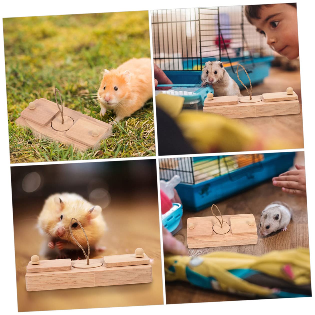 Giocattoli per Criceti in Legno Cibo Nascosto 2 Pezzi | Gabbia e Gioco, Adatti al Criceto, Accessorio da Disposizione, Set Compatto per Piccoli Roditori