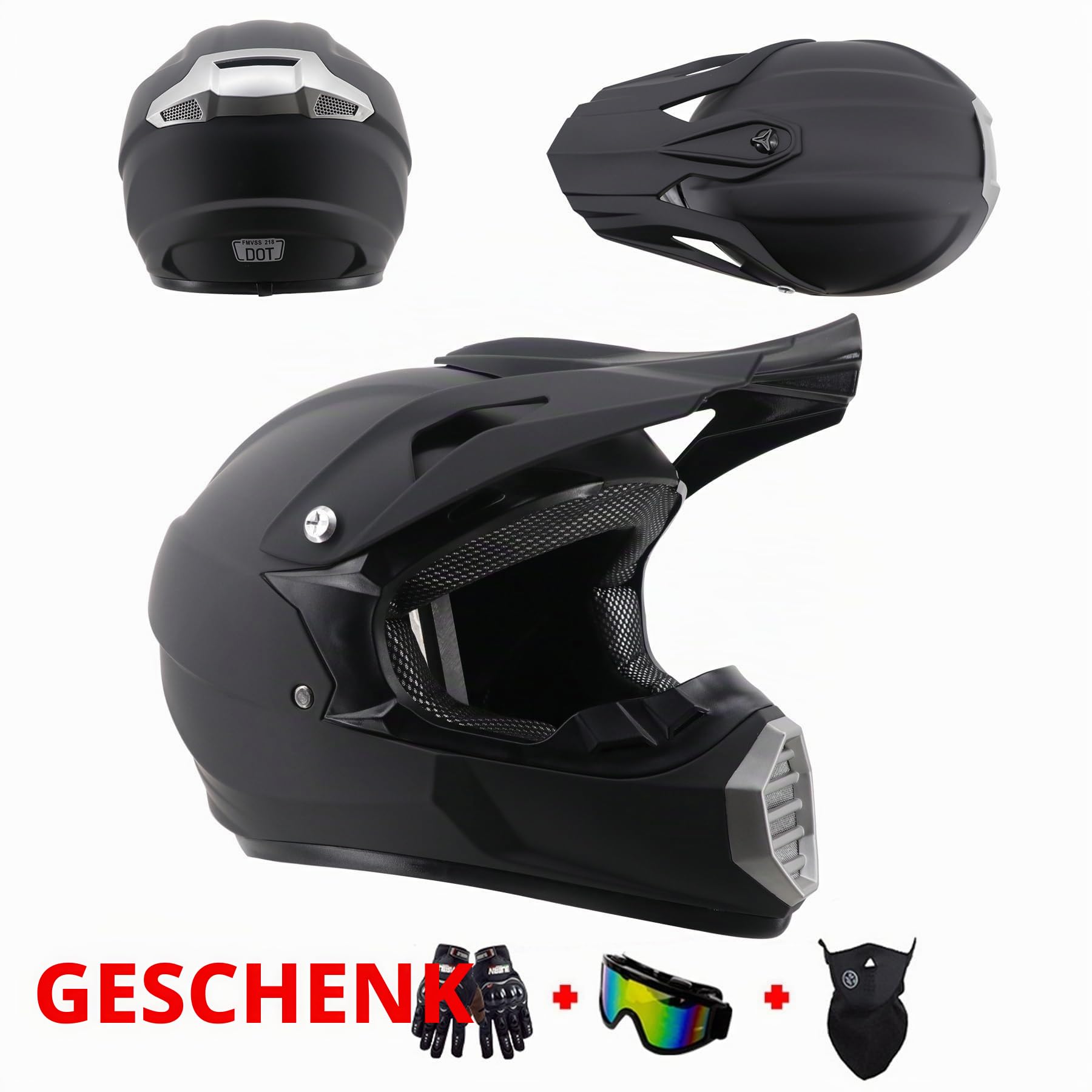 Motocross Helm Fullface Helm Dirt Bike Integral Motorradhelm, Jugend Motorradhelme, Herren Damen Downhill Motorradhelm, Kinder MTB ATV Offroad DH Helm, Erwachsener Motorrad Helm