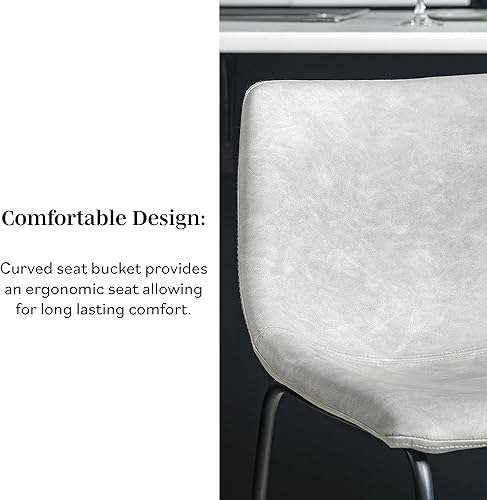 Miniatura 5 de Walker Edison Douglas Urban - Juego de 2 sillas industriales de piel sintética para mostrador, sin brazos, color gris Gris,Negro urban,Marrón