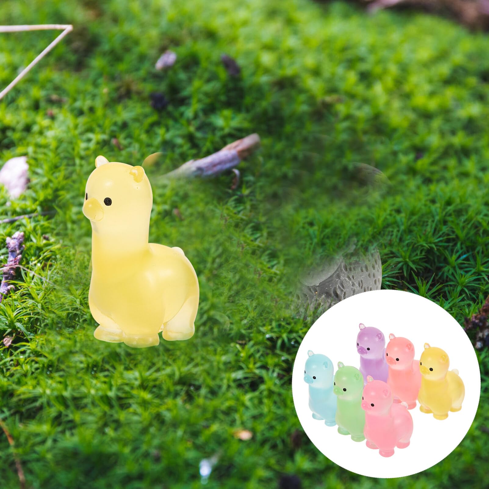 TOYANDONA Miniature Alpaca Figurines Glow in the Dark Resin Ornaments Set of 12 for Home Garden Desk Decoration - Image 3