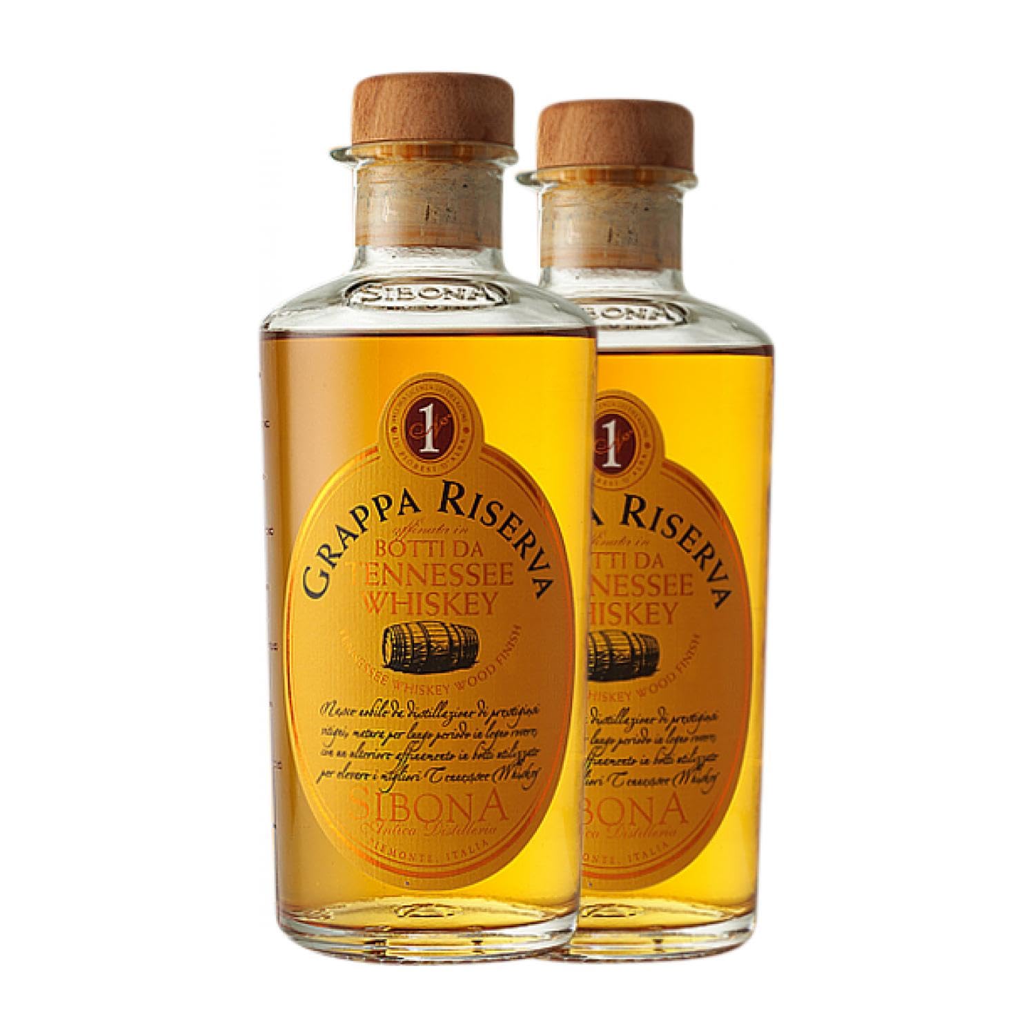 Grappa Sibona Botti da Tenessee Whiskey Dolcetto Reserva Botella Medium 50 cl (Caja de 2 Botella Medium de 50 cl)