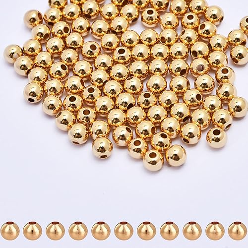 300 cuentas espaciadoras redondas pequeñas rellenas de oro de 18 quilates, cuentas de pulsera, cuentas espaciadoras de bolas para manualidades,