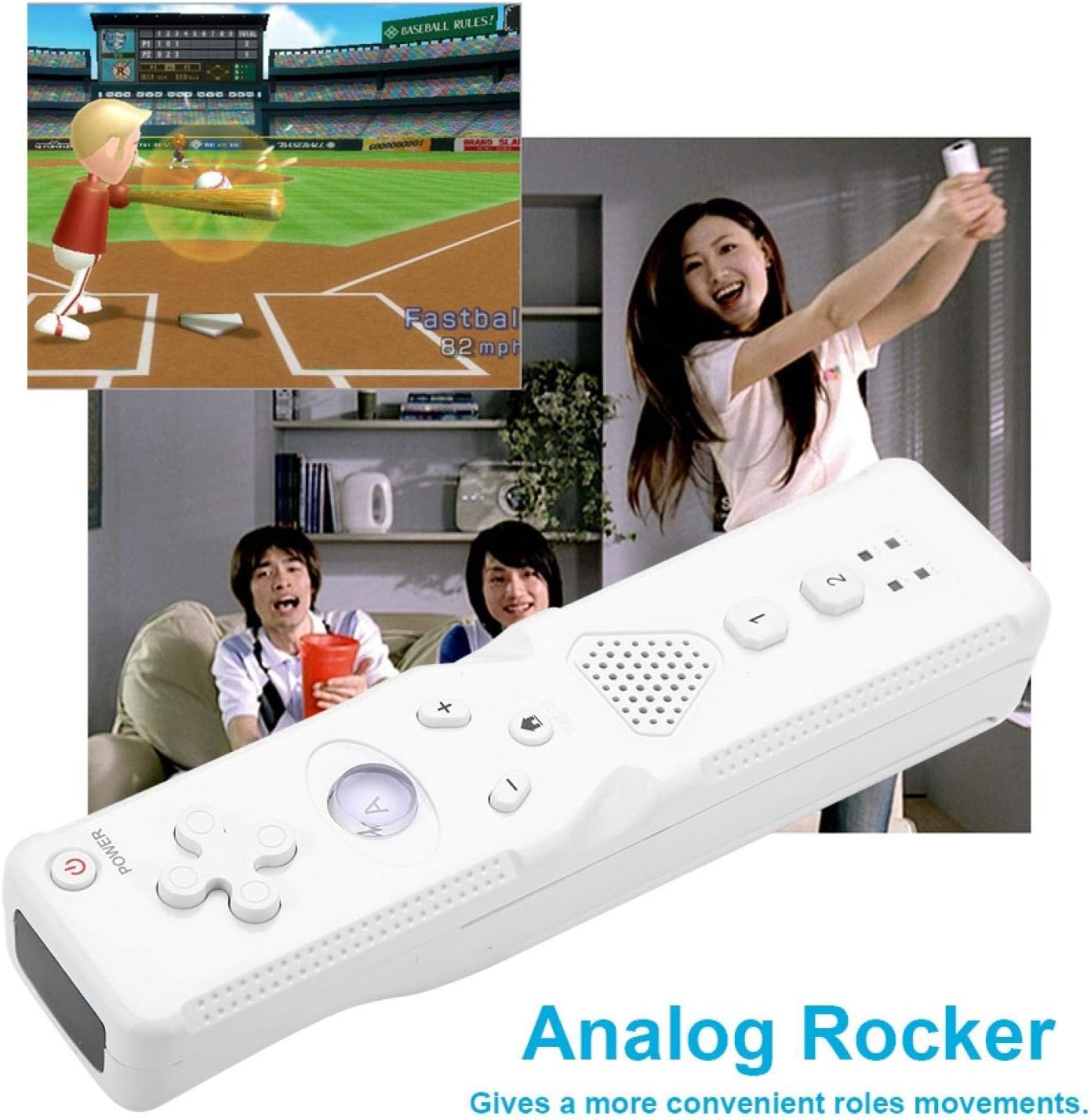 Motion Game Console for a Series of Powerful Keys and Ergonomic Controller, Built in Analog Rocker, Intenser Game Experience Remote for Wii(White)