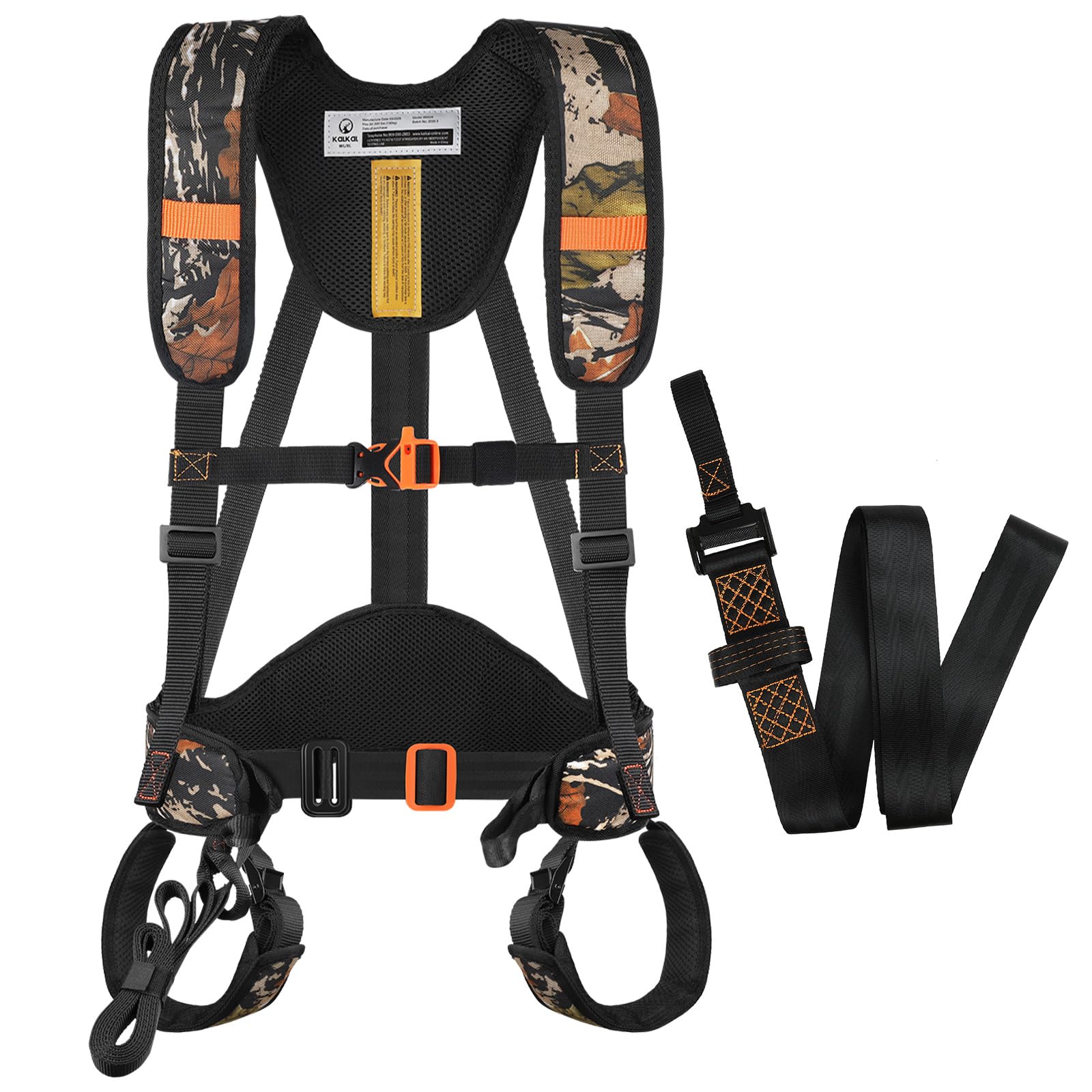 Kalkal Tree Stand Harness, Hunter Safety System with Whistle Aid, Adjustable Lightweight Hunting Harness for Hunting M/L/XL