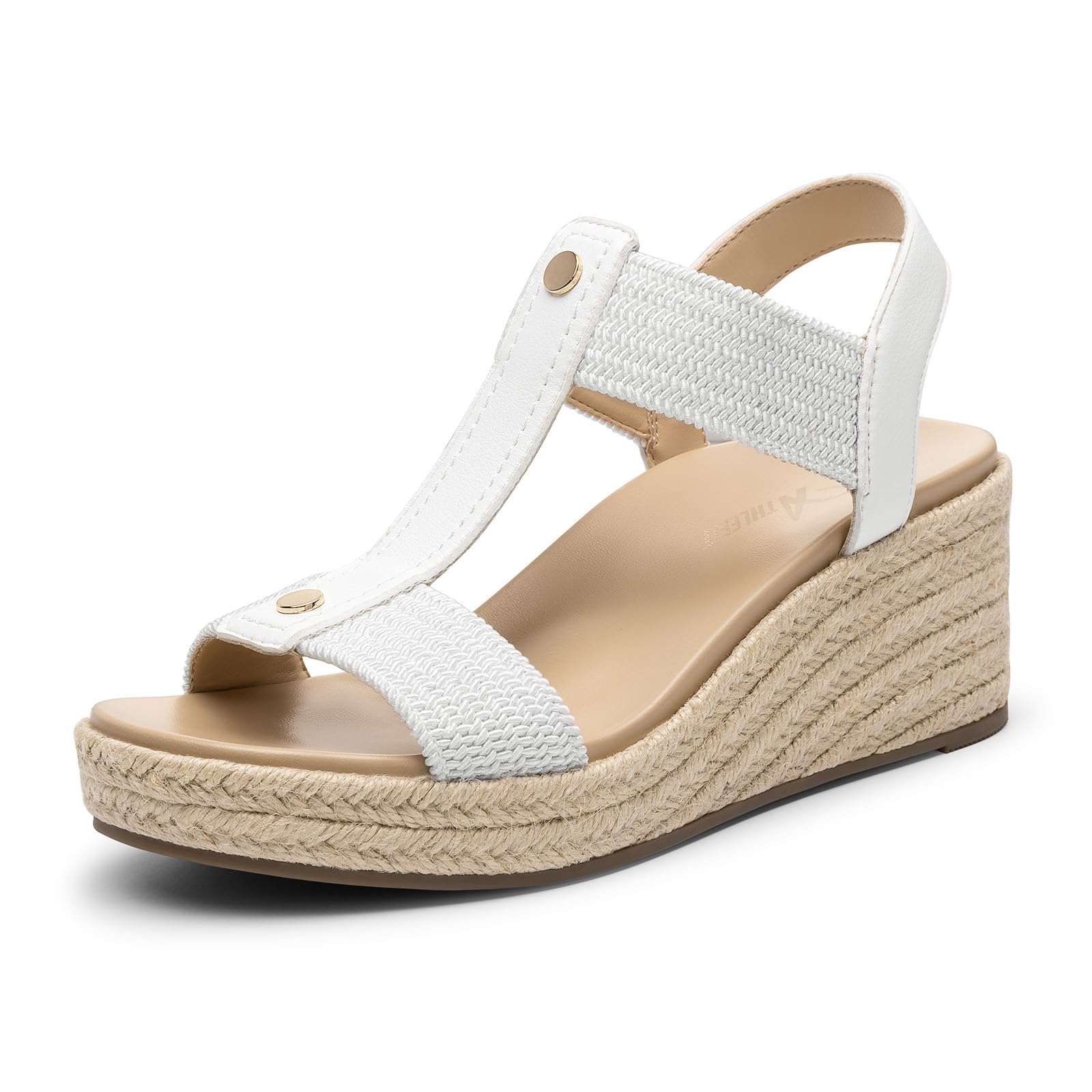 Athlefit Women's Espadrille Platform Wedge Sandals Comfortable Casual Open Toe Summer Dressy Arch Support Sandals with Elastic Strap — view 8