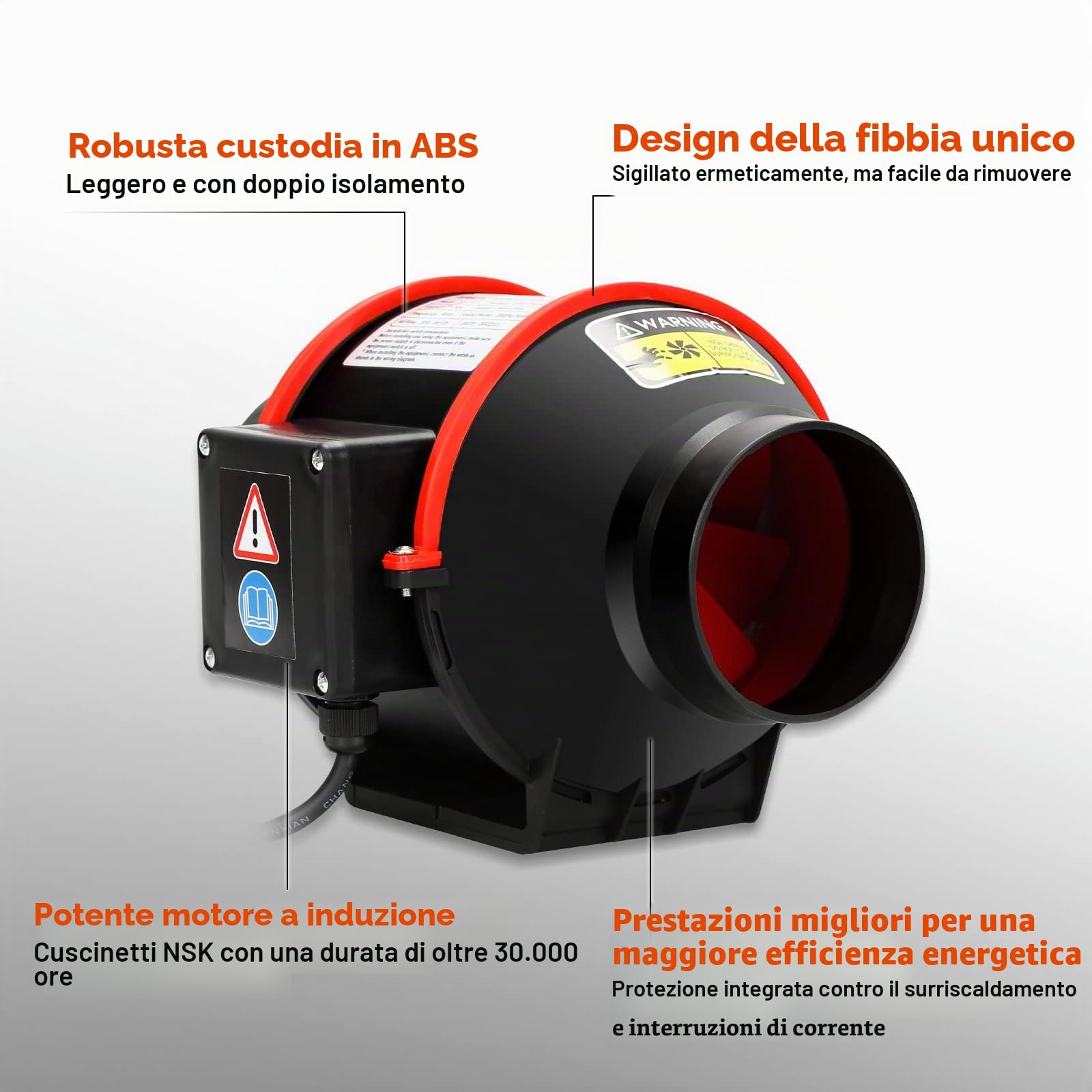 Ventilatore assiale a tubo con telecomando, 100 mm Ventilatore da Bagno 2 velocità 310m³/h ventilatore da bagno per cucina, serra, tenda da coltivazione