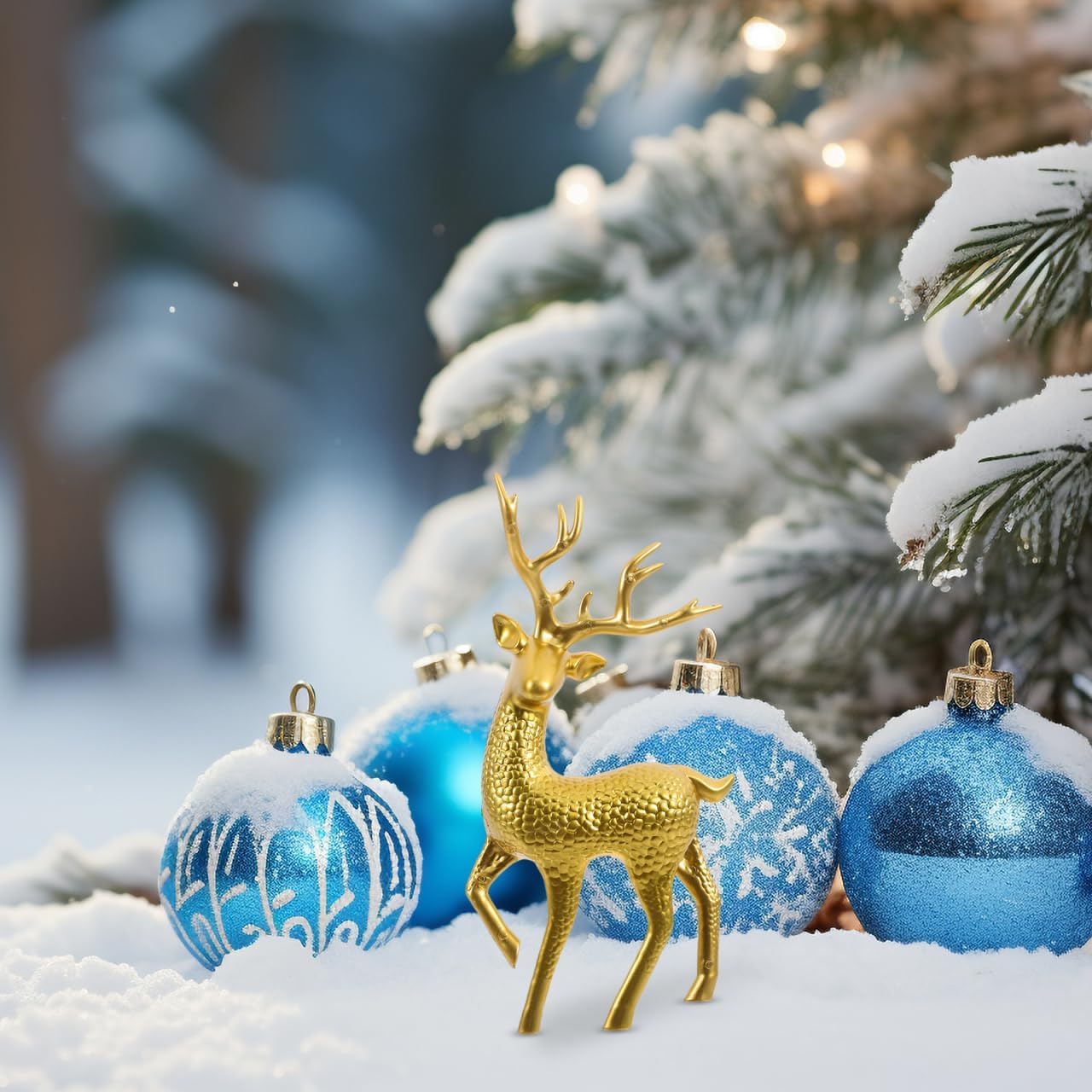 DOITOOL 6pcs Reindeer Elk Christmas Tabletop Decorations Reindeer Figurine Holiday Figure Christmas Bauble Cute Decor Deer Statues Golden Plastic