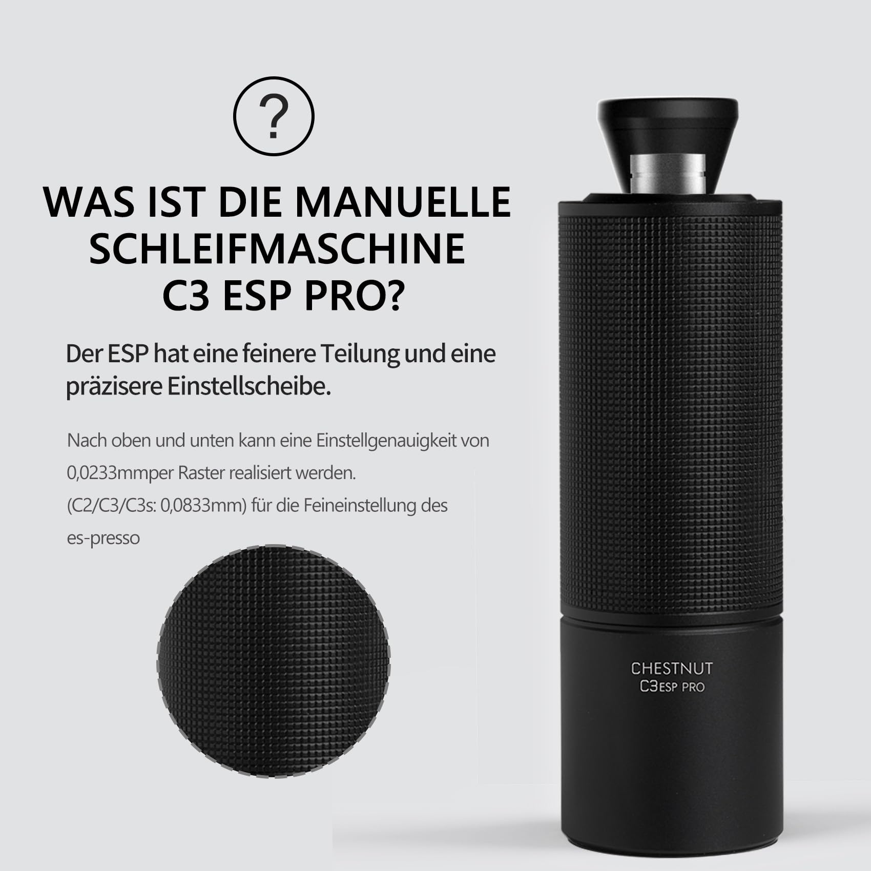 TIMEMORE Chestnut C3 ESP Pro pełnometalowy ręczny młynek do kawy z precyzyjną regulacją stopnia mielenia, stal nierdzewna i stożkowy mechanizm mielący, składany uchwyt, pojemnik na ziarna kawy 25 g