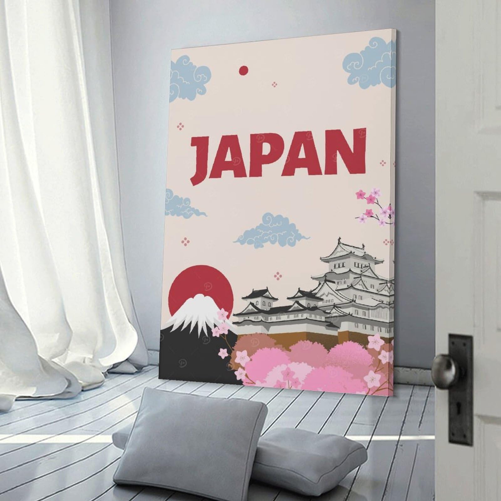 Junmoney Japan Travel (5) Canvas Wall Decor, 12x18inch(30x45cm), for New Homes, Bedrooms Or Workspaces, Gift Idea for Housewarming And Birthdays