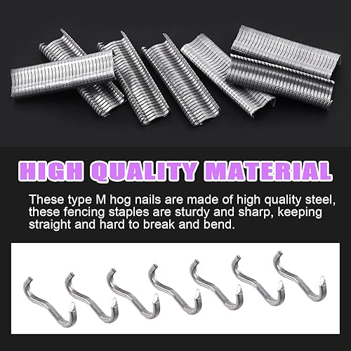 Miniatura 3 de Swpeet 3000 piezas de tapicería profesional tipo M, anillos de uñas de cerdo M, clips M, anillos de cerdo M grapas para fijación de vallas,