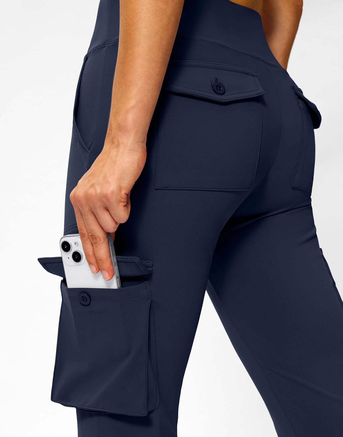 G Gradual Women's 6 Pockets High Waist Yoga Pants Stretch Cargo Flare Leggings for Fitness, Travel, Casual Wear - Image 4