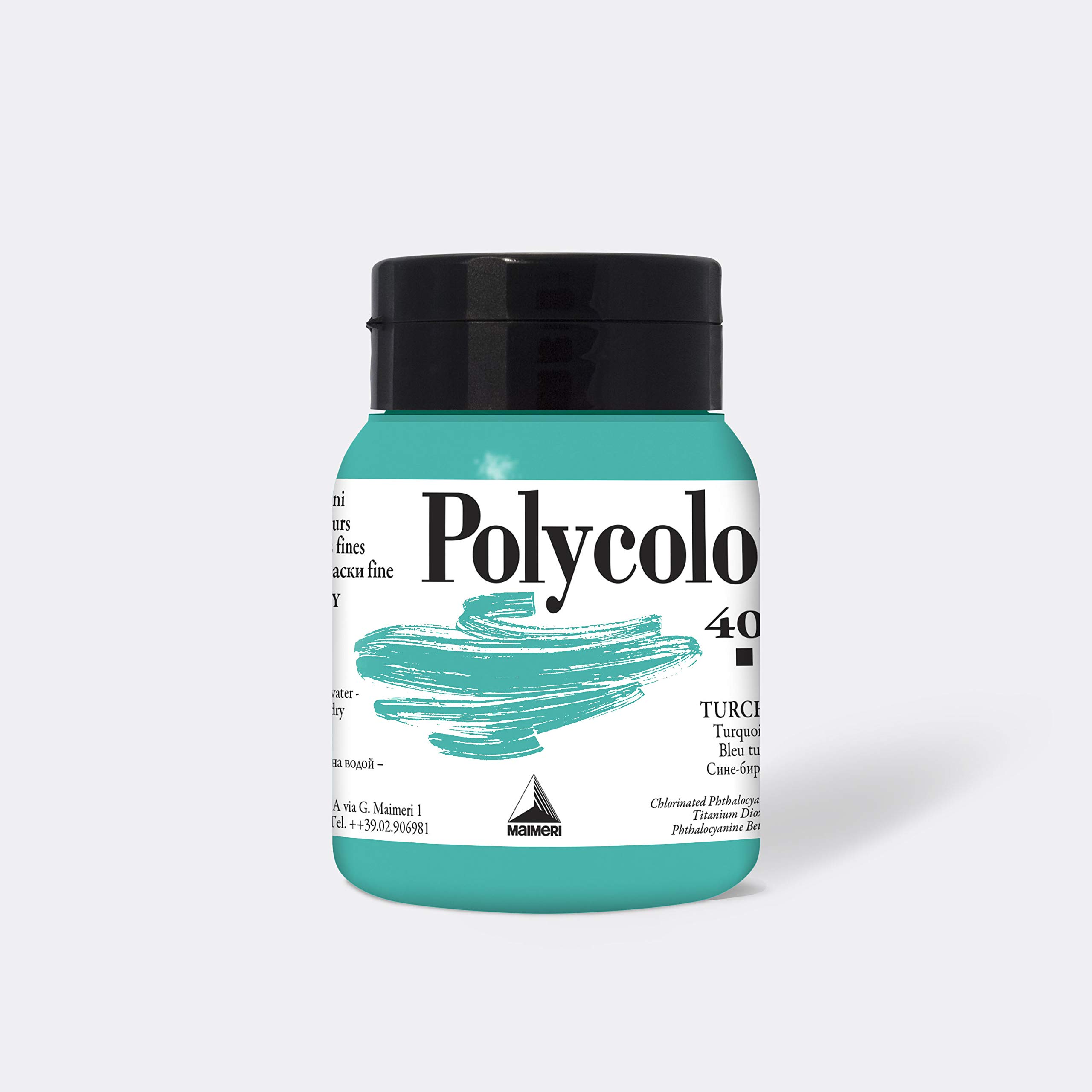 Peinture vinyle Maimeri Polycolor bleu turquoise beaux-arts 500ml - 3