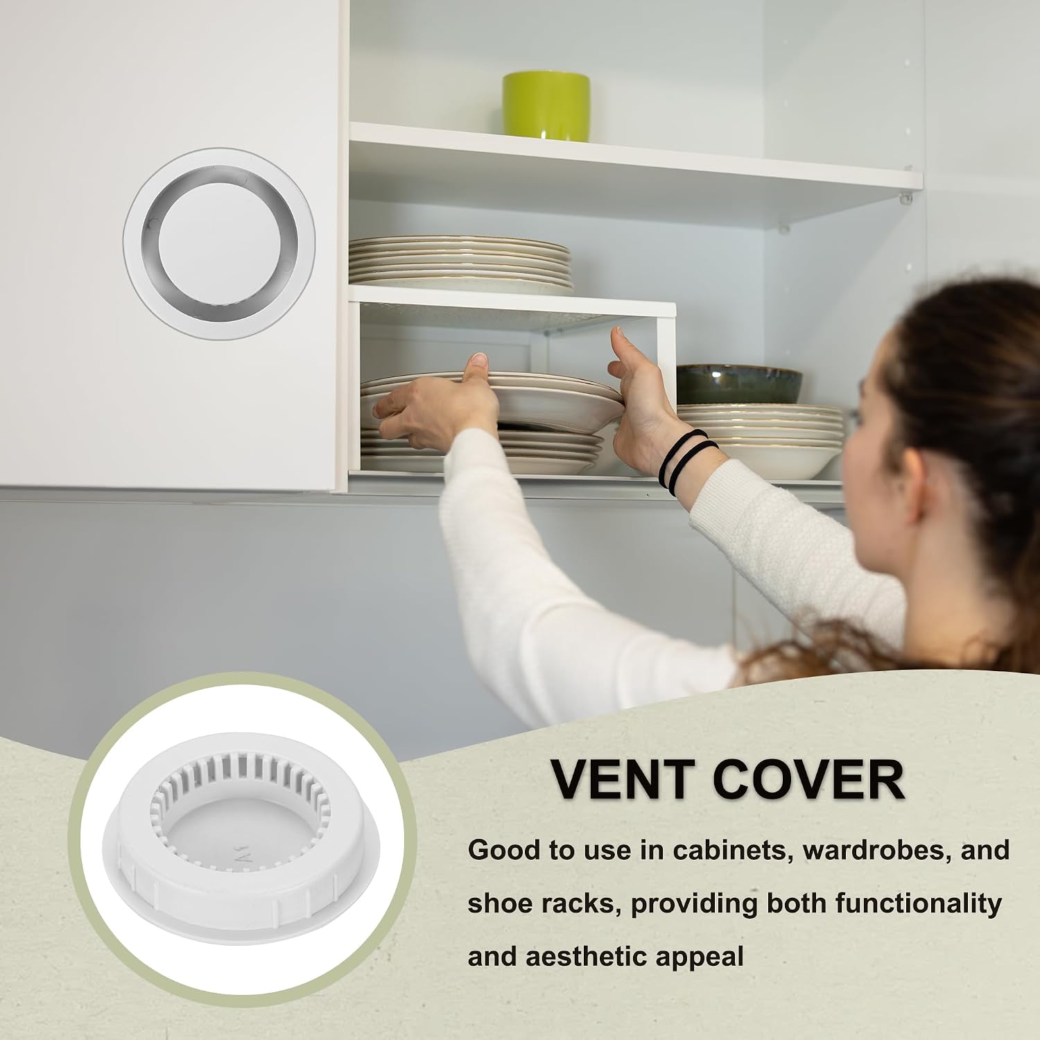 PATIKIL Round Vent Cover 50mm/2", 10 Pcs Plastic Soffit Air Vent Floor Air Vents Ventilation Hole for Home Ceiling Wall Duct Cabinet Closet Wardrobes, White
