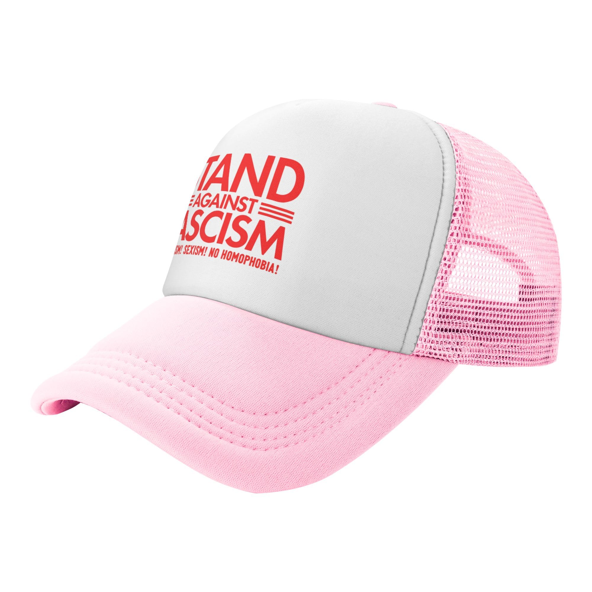 Greenchant Make Fascism Wrong Again Trucker Hat FDT Resist Fascism Kids Hats Adjustable Mesh Baseball Cap - Pink