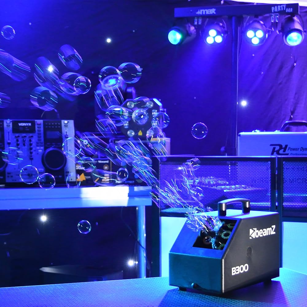 BeamZ B300 Máquina de burbujas, 10.000 burbujas/minuto, 25 W, pompero de jabón para bodas, máquina de efectos - Negro