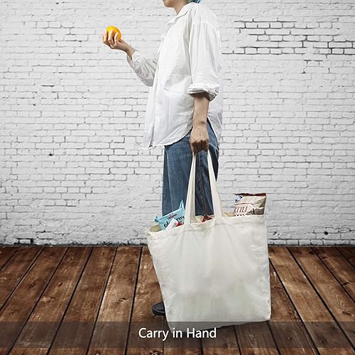 Miniatura 3 de TOPDesign Paquete de 12 bolsas de compras reutilizables para comestibles, bolsas de lona plegables