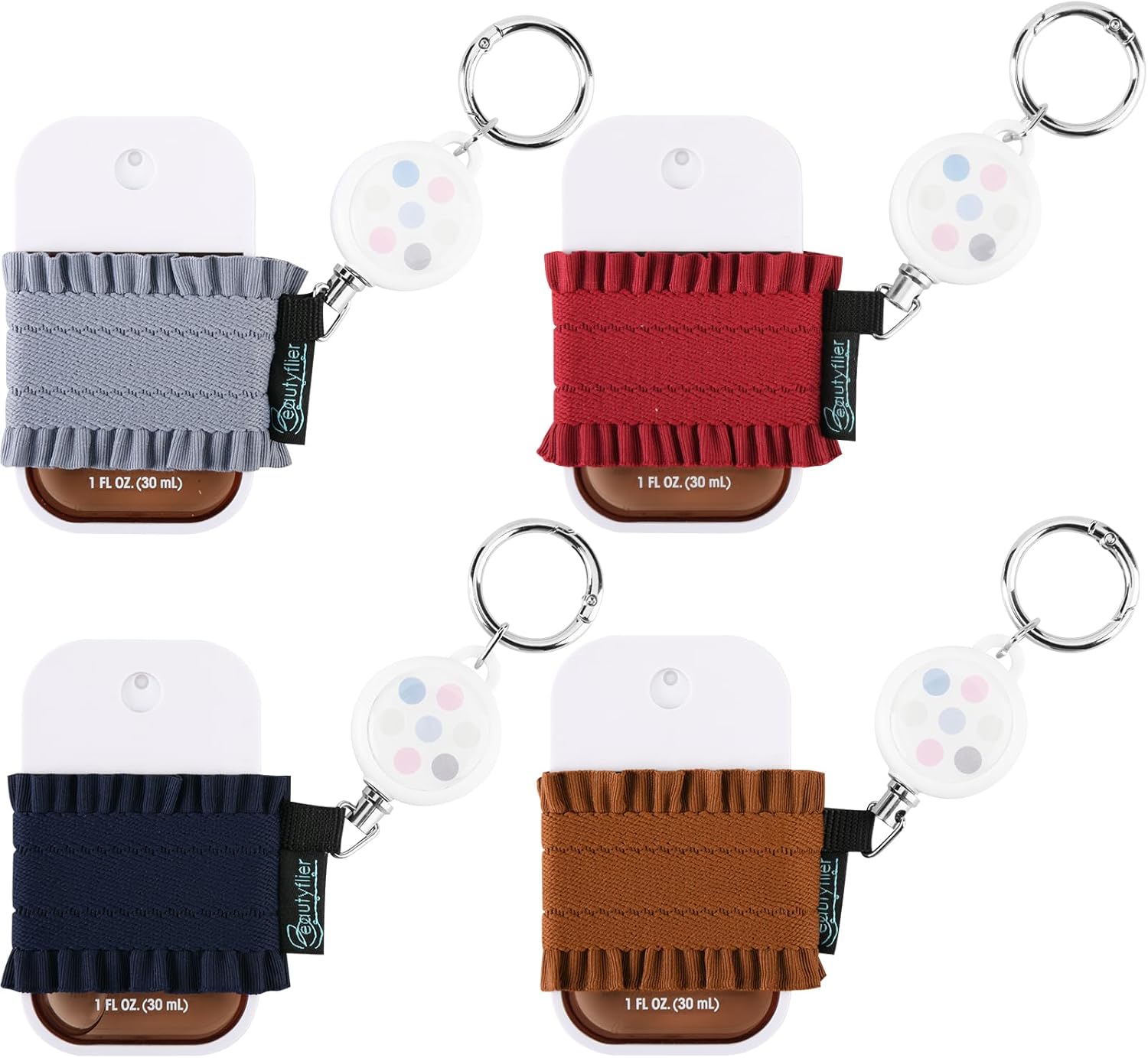 Beautyflier 4pcs Elastic Holder Sleeve for Touchland Power Mist Hand Sanitizer Spray, Cute Hand Sanitizer Holder for Gentle Mist, Glow Mist and Power Mist 1FL OZ, Best Gift for All Ages